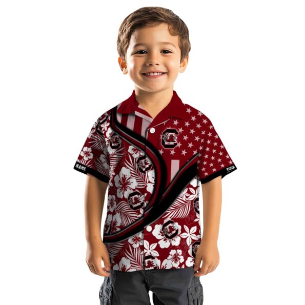 custom south carolina gamecocks floral wave garnet white hawaiian shirt top rated