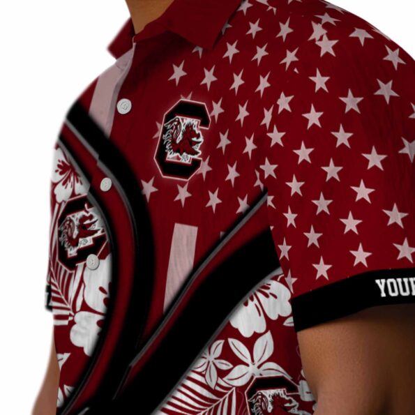 custom south carolina gamecocks floral wave garnet white hawaiian shirt trendy