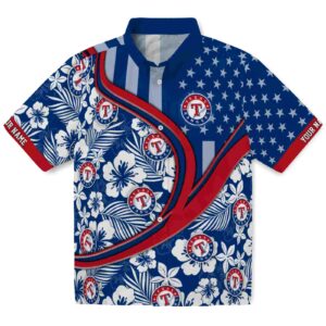 Custom Texas Rangers Floral Wave Blue White Clog