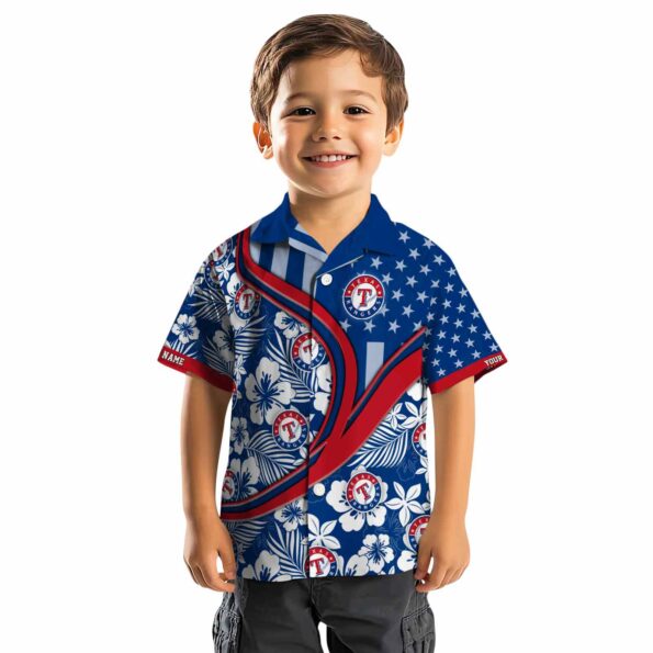 custom texas rangers floral wave blue white hawaiian shirt top rated