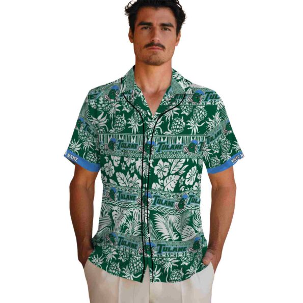custom-tulane-green-wave-tribal-stripes-green-white-hawaiian-shirt-fashion-forward custom tulane green wave tribal stripes green white hawaiian shirt fashion forward