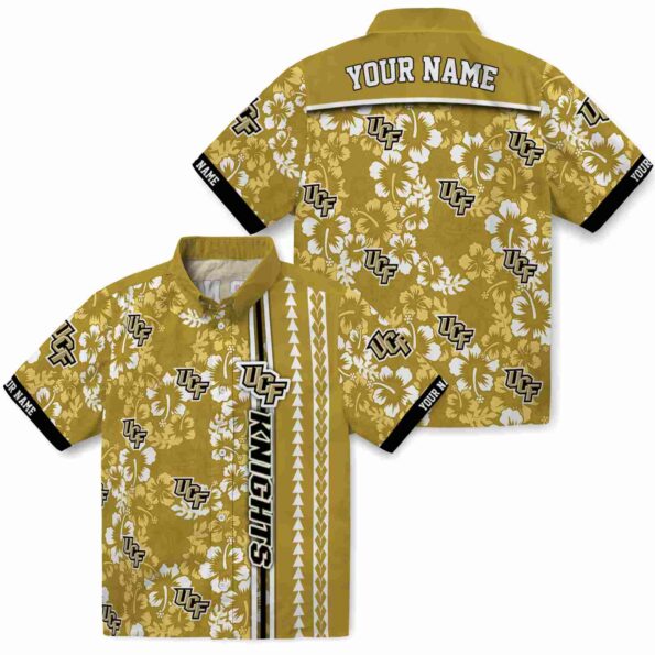 custom-ucf-knights-hibiscus-arrows-gold-white-hawaiian-shirt-high-quality custom ucf knights hibiscus arrows gold white hawaiian shirt high quality