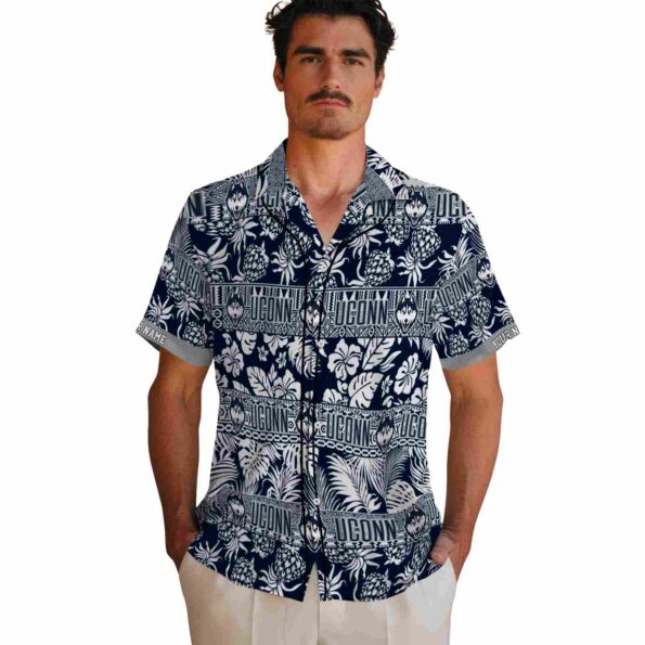 custom-uconn-huskies-tribal-stripes-blue-white-hawaiian-shirt-fashion-forward custom uconn huskies tribal stripes blue white hawaiian shirt fashion forward