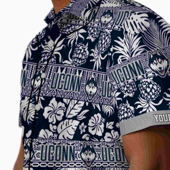 custom-uconn-huskies-tribal-stripes-blue-white-hawaiian-shirt-trendy custom uconn huskies tribal stripes blue white hawaiian shirt trendy