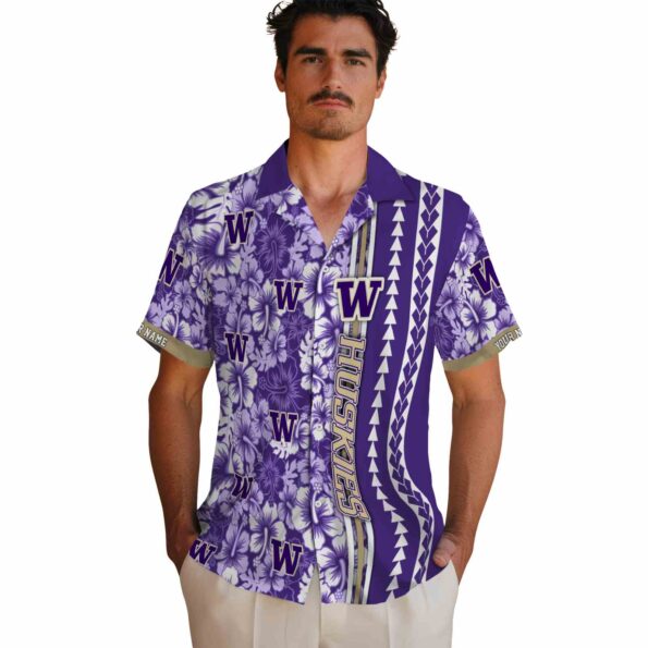 custom-washington-huskies-hibiscus-arrows-purple-white-hawaiian-shirt-fashion-forward custom washington huskies hibiscus arrows purple white hawaiian shirt fashion forward