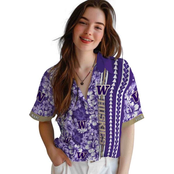 custom-washington-huskies-hibiscus-arrows-purple-white-hawaiian-shirt-latest-model custom washington huskies hibiscus arrows purple white hawaiian shirt latest model