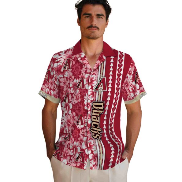 customized arizona diamondbacks hibiscus arrows red white hawaiian shirt fashion forward