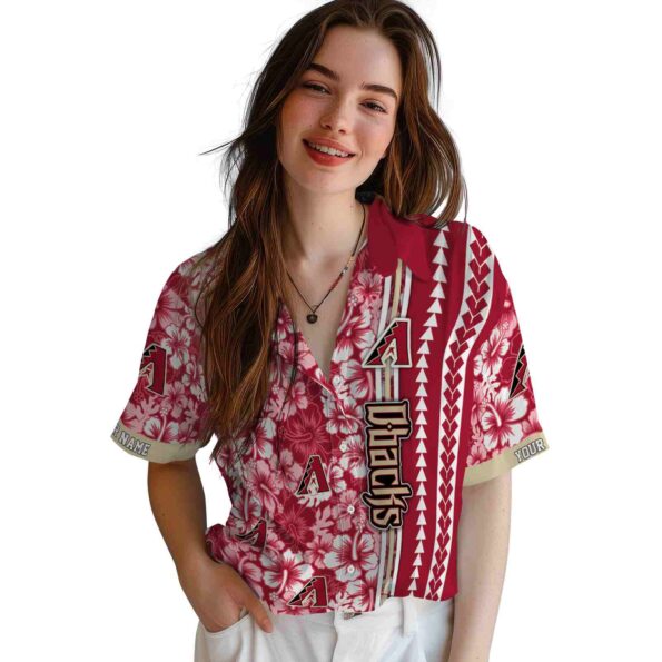 customized arizona diamondbacks hibiscus arrows red white hawaiian shirt latest model
