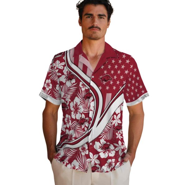 customized-arkansas-razorbacks-floral-wave-red-white-hawaiian-shirt-fashion-forward customized arkansas razorbacks floral wave red white hawaiian shirt fashion forward