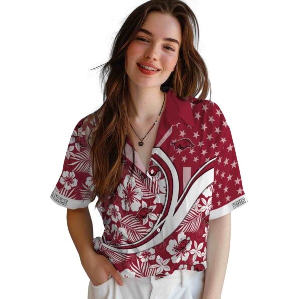 customized-arkansas-razorbacks-floral-wave-red-white-hawaiian-shirt-latest-model customized arkansas razorbacks floral wave red white hawaiian shirt latest model