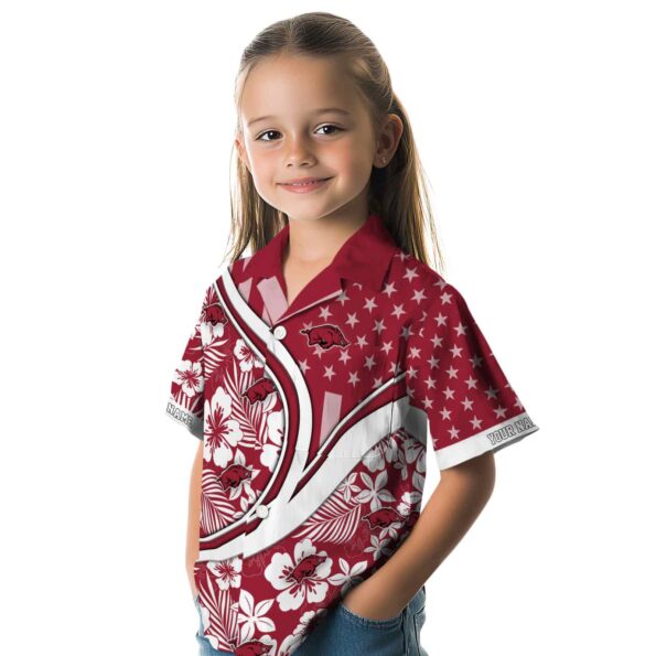 customized-arkansas-razorbacks-floral-wave-red-white-hawaiian-shirt-premium-grade customized arkansas razorbacks floral wave red white hawaiian shirt premium grade