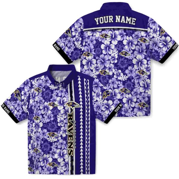customized-baltimore-ravens-hibiscus-arrows-purple-white-hawaiian-shirt-high-quality customized baltimore ravens hibiscus arrows purple white hawaiian shirt high quality