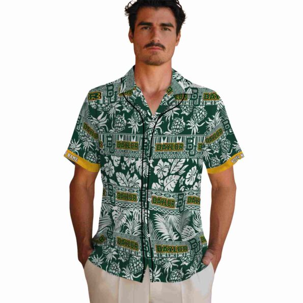 customized baylor bears tribal stripes green white hawaiian shirt fashion forward
