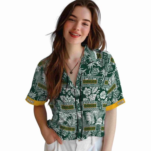 customized baylor bears tribal stripes green white hawaiian shirt latest model