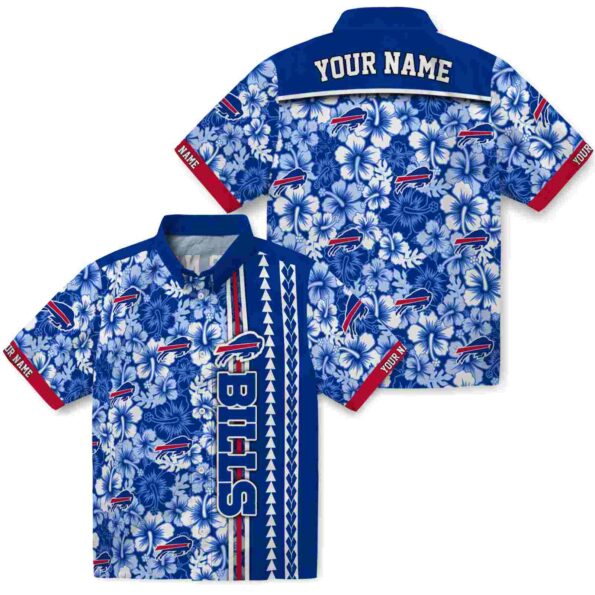 customized buffalo bills hibiscus arrows blue white hawaiian shirt high quality