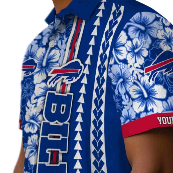 customized buffalo bills hibiscus arrows blue white hawaiian shirt trendy