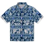 BYU Cougars Hawaiian Shirt - Customized Tribal Stripes Blue White 1 customized-byu-cougars-tribal-stripes-blue-white-hawaiian-shirt-best-selling