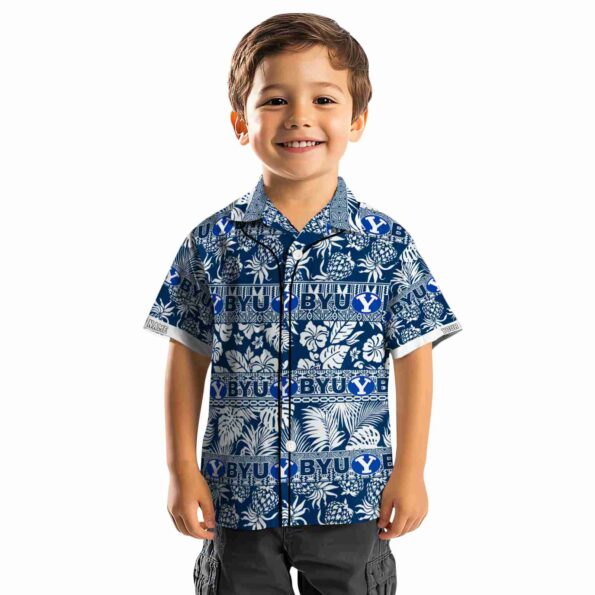 customized byu cougars tribal stripes blue white hawaiian shirt top rated