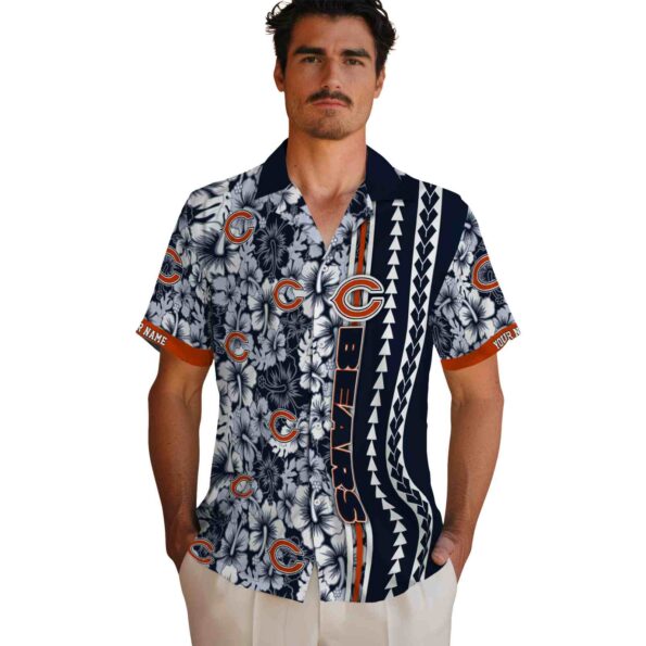 customized chicago bears hibiscus arrows blue white hawaiian shirt fashion forward