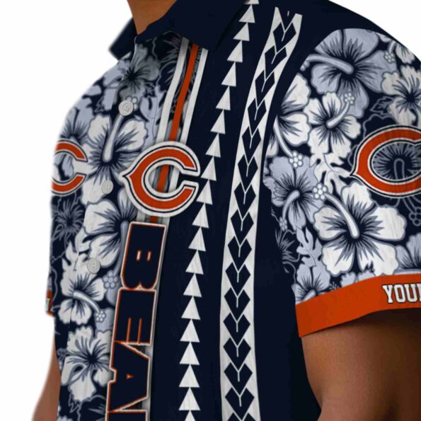 customized chicago bears hibiscus arrows blue white hawaiian shirt trendy