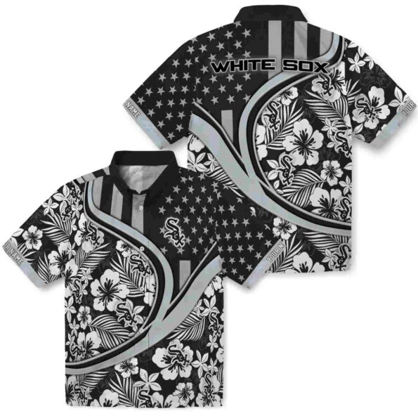 customized-chicago-white-sox-floral-wave-black-white-hawaiian-shirt-high-quality customized chicago white sox floral wave black white hawaiian shirt high quality