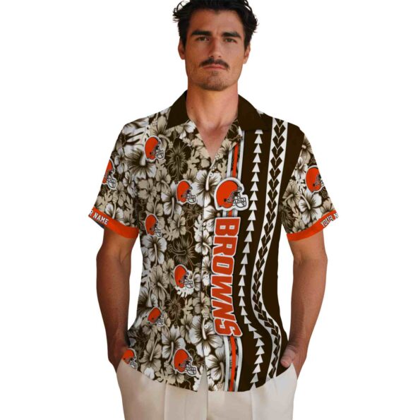 customized cleveland browns hibiscus arrows brown white hawaiian shirt fashion forward