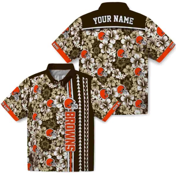 customized cleveland browns hibiscus arrows brown white hawaiian shirt high quality