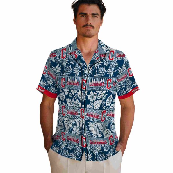 customized cleveland guardians tribal stripes navy blue white hawaiian shirt fashion forward