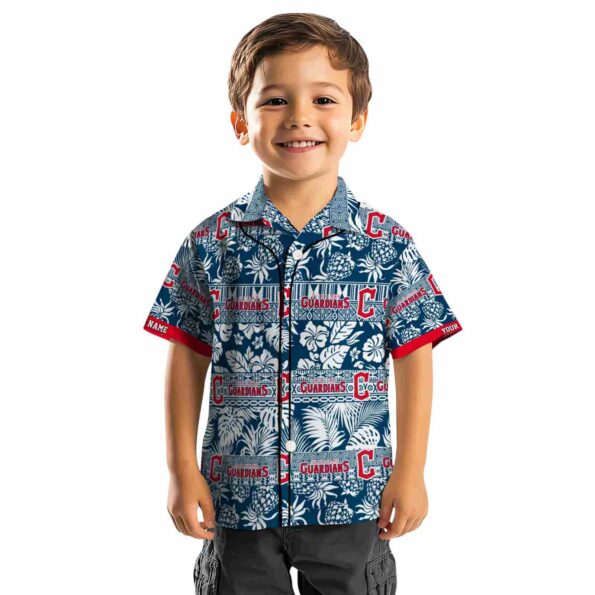 customized cleveland guardians tribal stripes navy blue white hawaiian shirt top rated