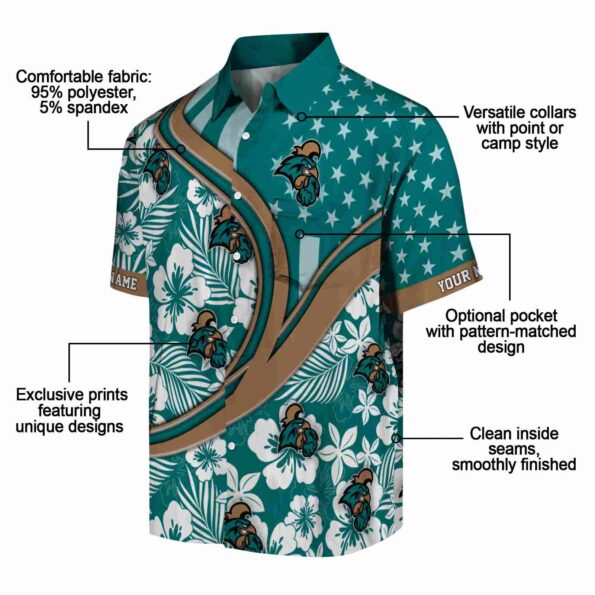 customized coastal carolina chanticleers floral wave green white hawaiian shirt new arrival