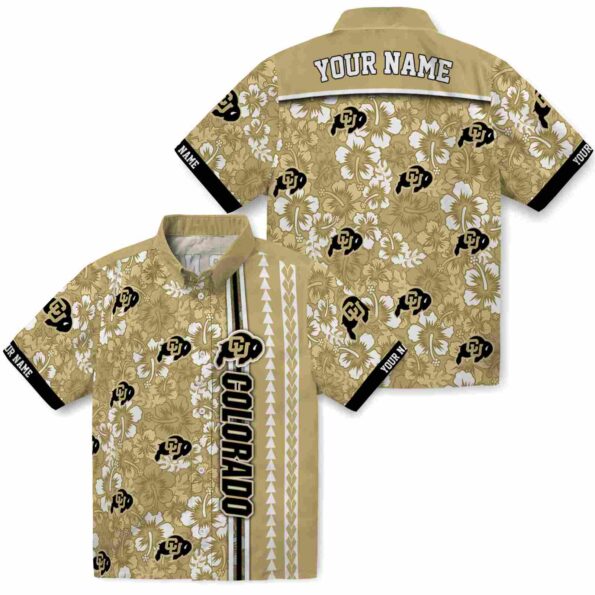 customized-colorado-buffaloes-hibiscus-arrows-gold-white-hawaiian-shirt-high-quality customized colorado buffaloes hibiscus arrows gold white hawaiian shirt high quality