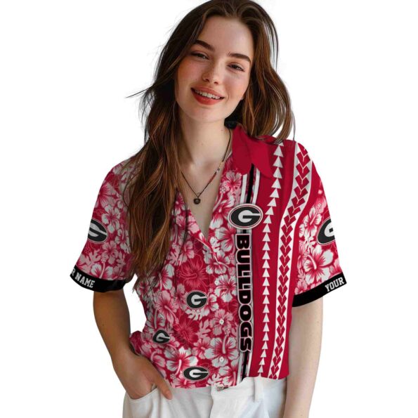 customized georgia bulldogs hibiscus arrows red white hawaiian shirt latest model