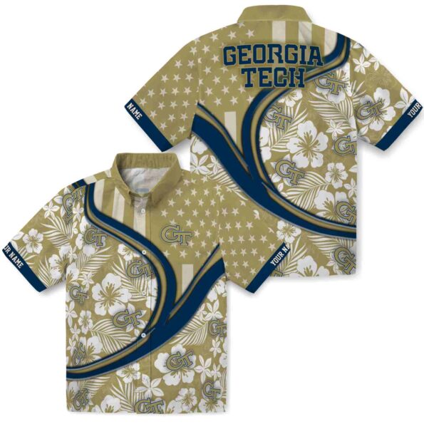 customized-georgia-tech-yellow-jackets-floral-wave-gold-white-hawaiian-shirt-high-quality customized georgia tech yellow jackets floral wave gold white hawaiian shirt high quality