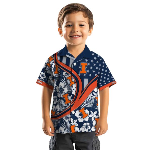 customized illinois fighting illini floral wave blue white hawaiian shirt top rated
