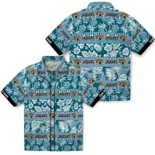 customized jacksonville jaguars tribal stripes teal white hawaiian shirt high quality