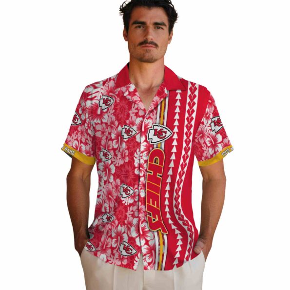 customized kansas city chiefs hibiscus arrows red white hawaiian shirt fashion forward
