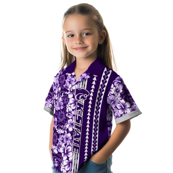 customized kansas state wildcats hibiscus arrows purple white hawaiian shirt premium grade