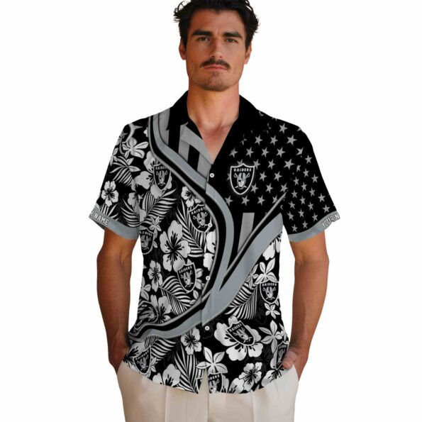 customized-las-vegas-raiders-floral-wave-black-white-hawaiian-shirt-fashion-forward customized las vegas raiders floral wave black white hawaiian shirt fashion forward