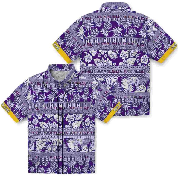 customized lsu tigers tribal stripes purple white hawaiian shirt high quality