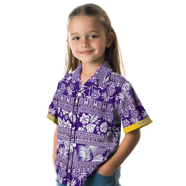 customized lsu tigers tribal stripes purple white hawaiian shirt premium grade