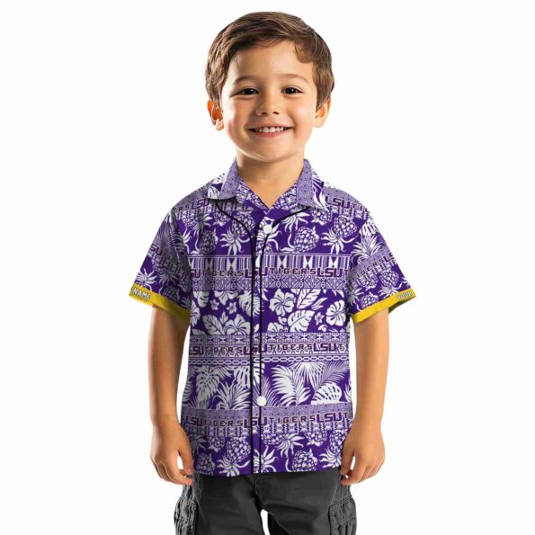 customized lsu tigers tribal stripes purple white hawaiian shirt top rated