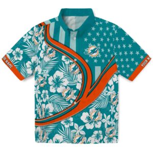 Customized Miami Dolphins Floral Wave Aqua White Clog