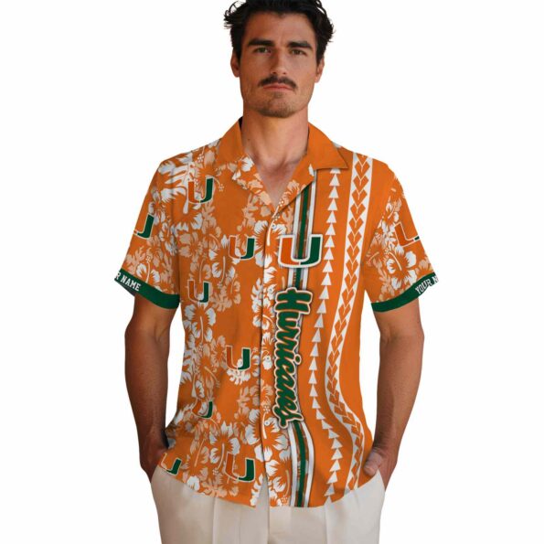 customized miami hurricanes hibiscus arrows orange white hawaiian shirt fashion forward