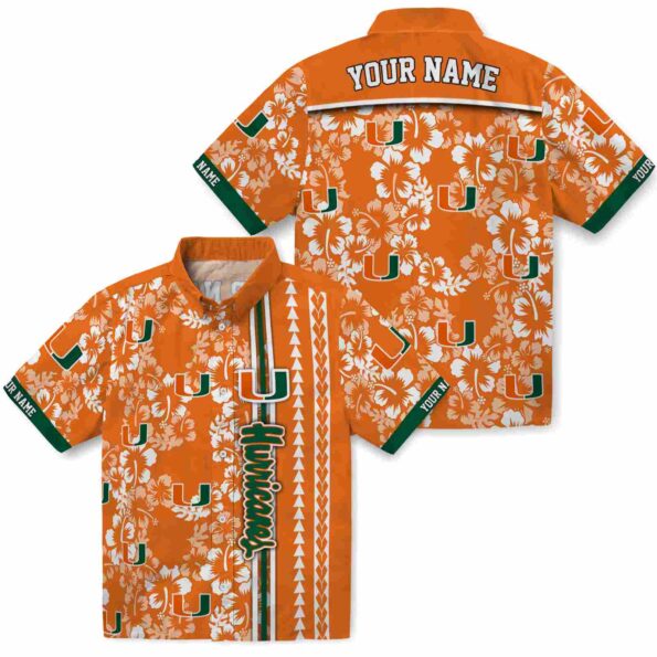 customized miami hurricanes hibiscus arrows orange white hawaiian shirt high quality