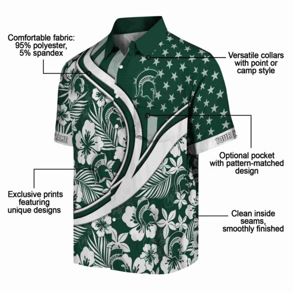 customized michigan state spartans floral wave green white hawaiian shirt new arrival