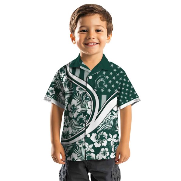 customized michigan state spartans floral wave green white hawaiian shirt top rated