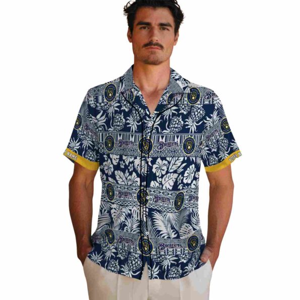 customized-milwaukee-brewers-tribal-stripes-navy-blue-white-hawaiian-shirt-fashion-forward customized milwaukee brewers tribal stripes navy blue white hawaiian shirt fashion forward