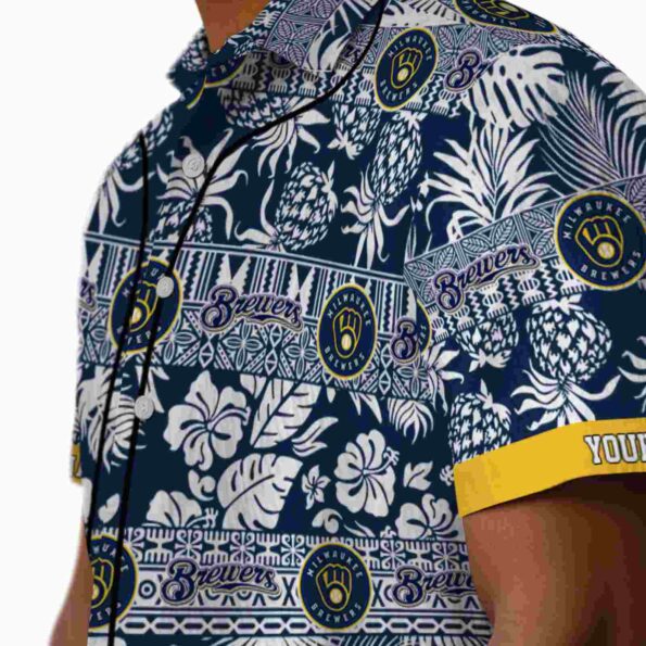 customized-milwaukee-brewers-tribal-stripes-navy-blue-white-hawaiian-shirt-trendy customized milwaukee brewers tribal stripes navy blue white hawaiian shirt trendy