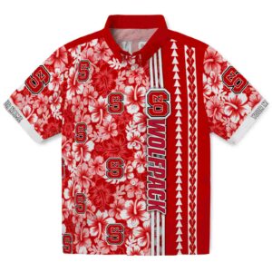 Customized NC State Wolfpack Hibiscus Arrows Red White Hawaiian Shirt