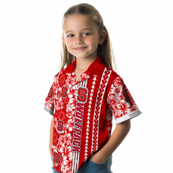 customized-nc-state-wolfpack-hibiscus-arrows-red-white-hawaiian-shirt-premium-grade customized nc state wolfpack hibiscus arrows red white hawaiian shirt premium grade